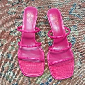 Charlotte Stone heels, bright pink, brand new